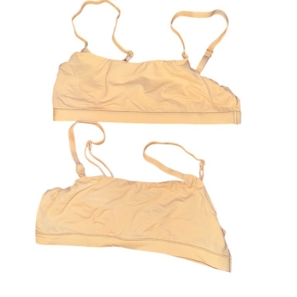 Quinze Bralette Bra Set Womens Size S Beige Seamless Wireless Adjustable 2 pack